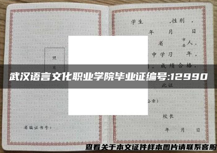 武汉语言文化职业学院毕业证编号:12990