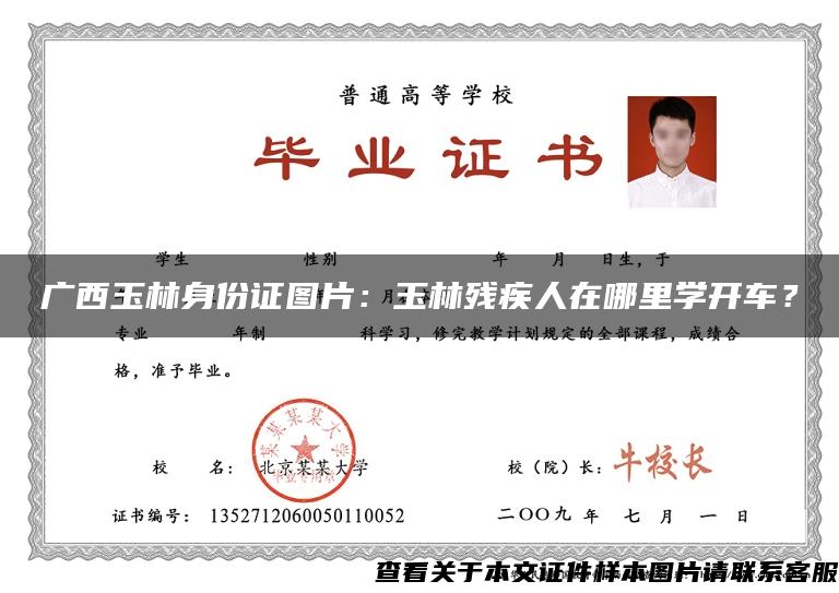 广西玉林身份证图片：玉林残疾人在哪里学开车？
