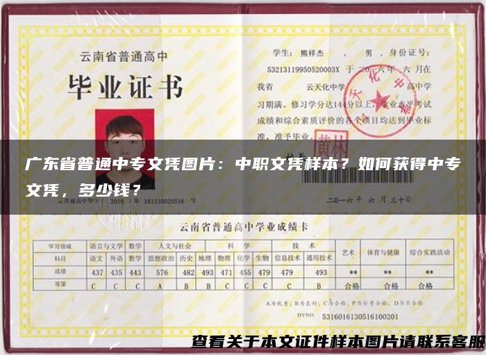 广东省普通中专文凭图片：中职文凭样本？如何获得中专文凭，多少钱？