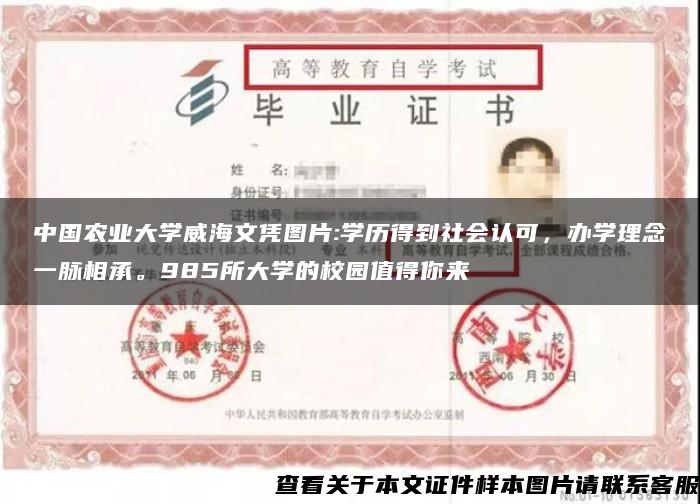 中国农业大学威海文凭图片:学历得到社会认可，办学理念一脉相承。985所大学的校园值得你来