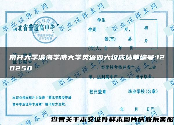 南开大学滨海学院大学英语四六级成绩单编号:120250