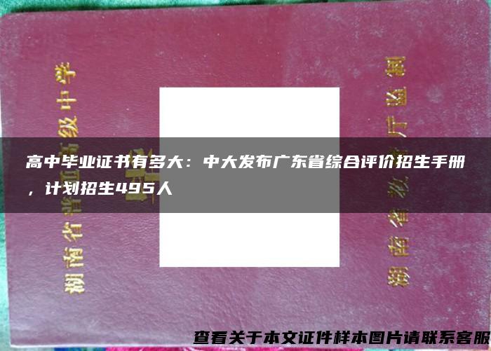 高中毕业证书有多大：中大发布广东省综合评价招生手册，计划招生495人