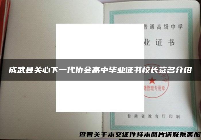 成武县关心下一代协会高中毕业证书校长签名介绍