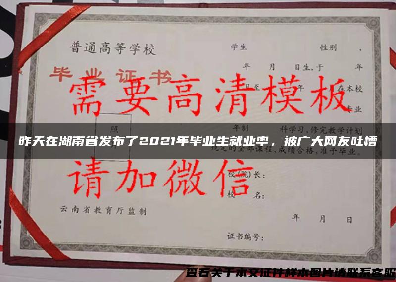 昨天在湖南省发布了2021年毕业生就业率，被广大网友吐槽