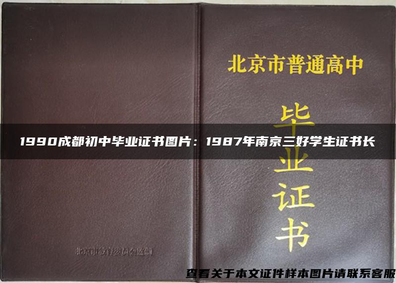 1990成都初中毕业证书图片：1987年南京三好学生证书长