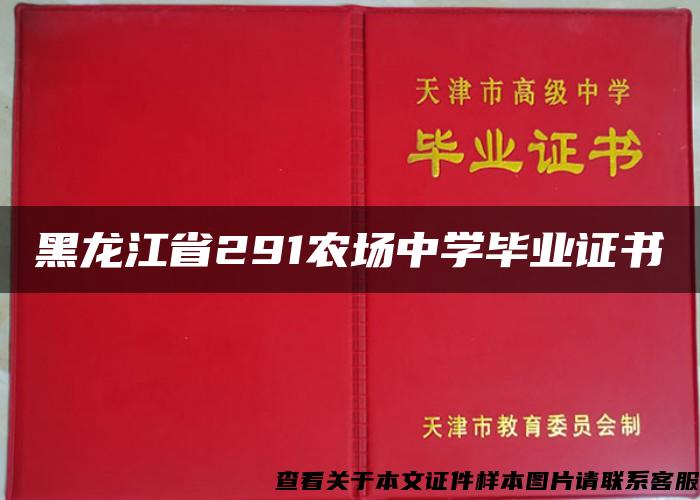 黑龙江省291农场中学毕业证书