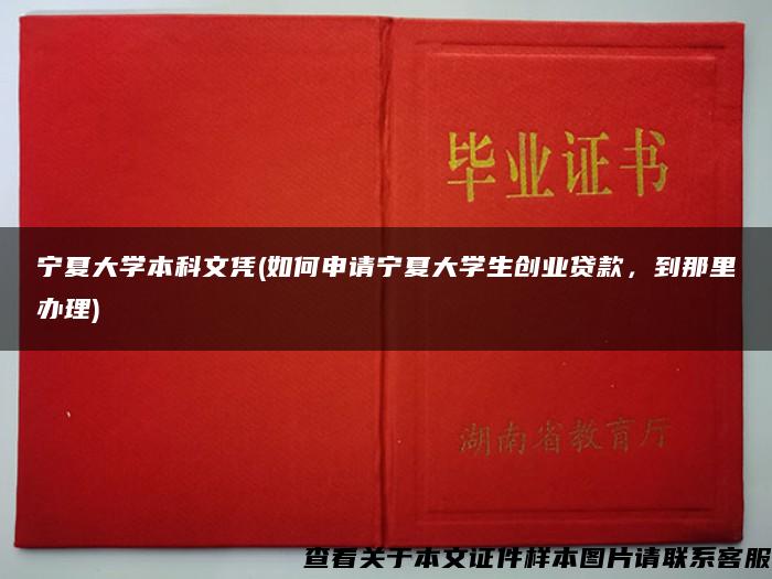 宁夏大学本科文凭(如何申请宁夏大学生创业贷款,到那里办理) 宁夏大学本科文凭(如何申请宁夏大学生创业贷款,到那里办理)