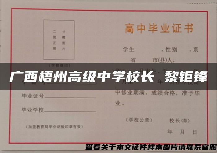 广西梧州高级中学校长 黎钜锋 广西梧州高级中学校长 黎钜锋