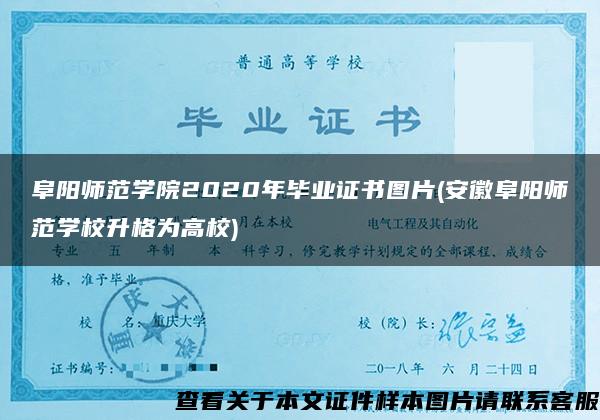 阜阳师范学院2020年毕业证书图片(安徽阜阳师范学校升格为高校)