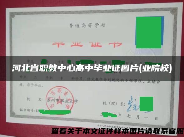 河北省职教中心高中毕业证图片(业院校)