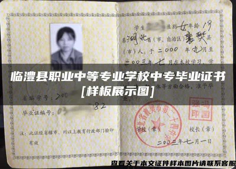 临澧县职业中等专业学校中专毕业证书[样板展示图]