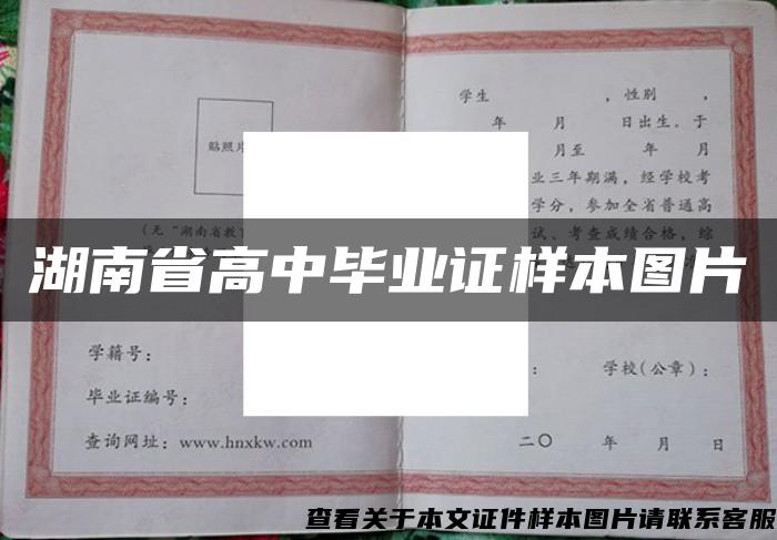 湖南省高中毕业证样本图片