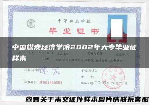 中国煤炭经济学院2002年大专毕业证样本