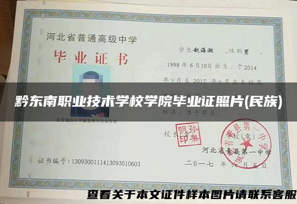 黔东南职业技术学校学院毕业证照片(民族)