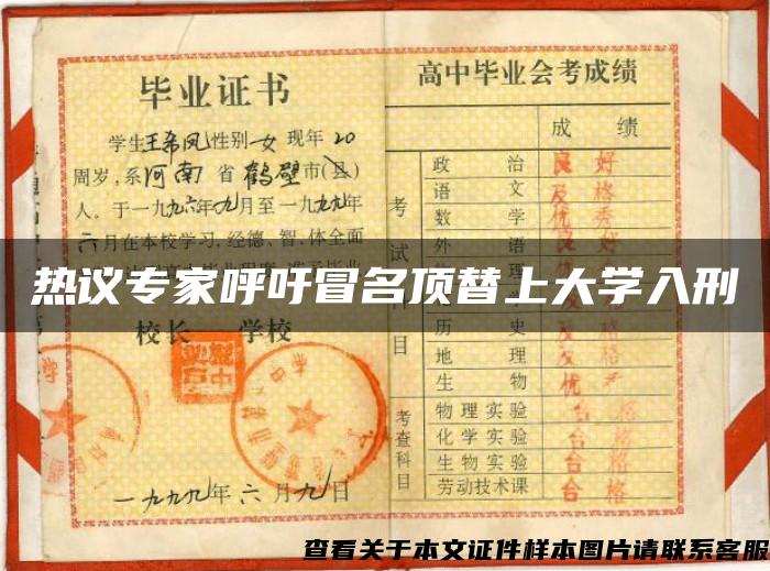 热议专家呼吁冒名顶替上大学入刑