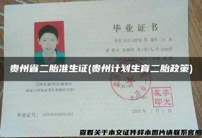 贵州省二胎准生证(贵州计划生育二胎政策)