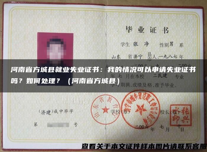 河南省方城县就业失业证书：我的情况可以申请失业证书吗？如何处理？（河南省方城县）