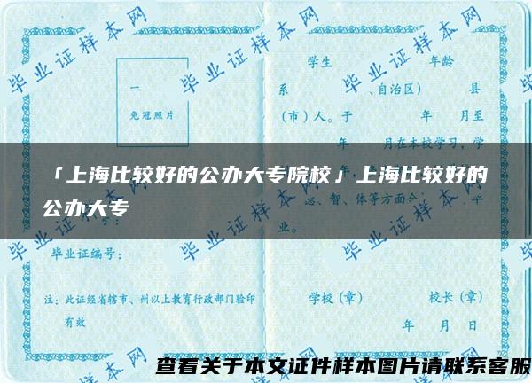 「上海比较好的公办大专院校」上海比较好的公办大专