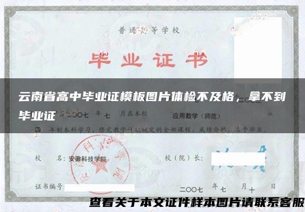 云南省高中毕业证模板图片体检不及格，拿不到毕业证