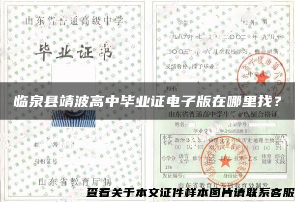 临泉县靖波高中毕业证电子版在哪里找？