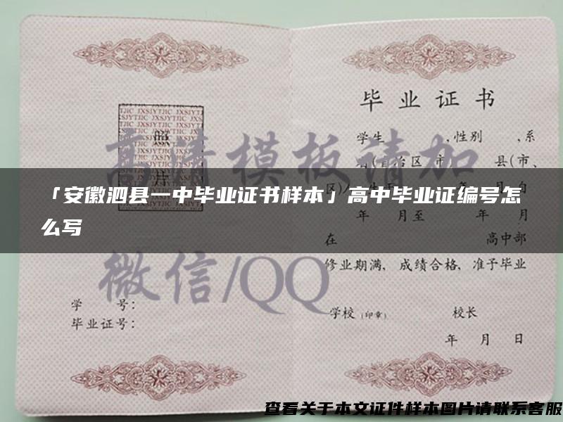 「安徽泗县一中毕业证书样本」高中毕业证编号怎么写