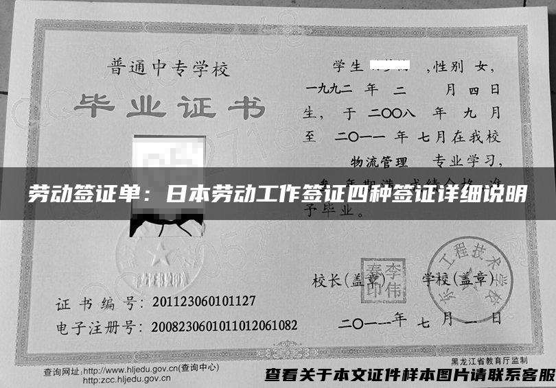 劳动签证单：日本劳动工作签证四种签证详细说明