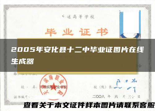 2005年安化县十二中毕业证图片在线生成器