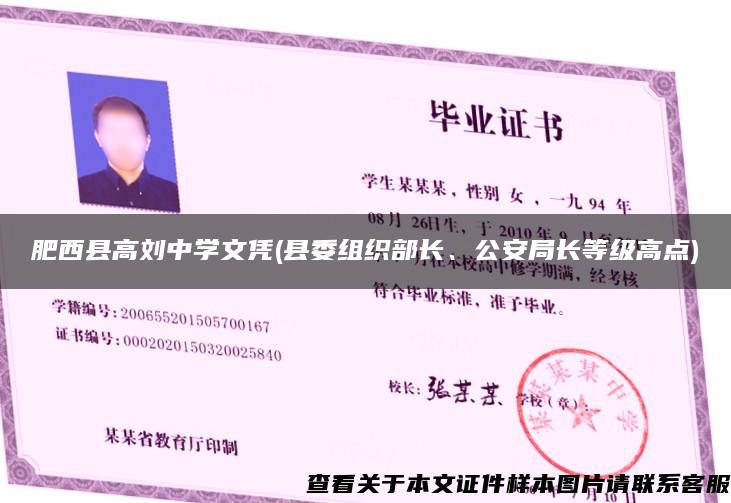 肥西县高刘中学文凭(县委组织部长、公安局长等级高点)