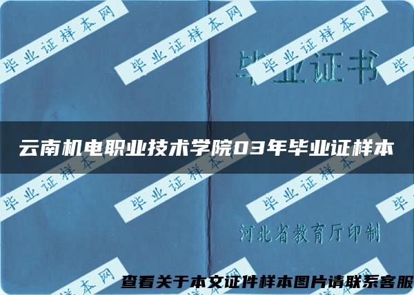 云南机电职业技术学院03年毕业证样本