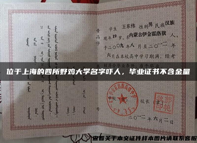 位于上海的四所野鸡大学名字吓人，毕业证书不含金量