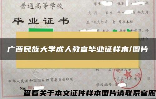 广西民族大学成人教育毕业证样本/图片