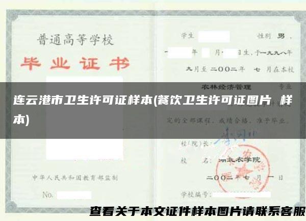 连云港市卫生许可证样本(餐饮卫生许可证图片 样本)