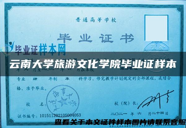 云南大学旅游文化学院毕业证样本
