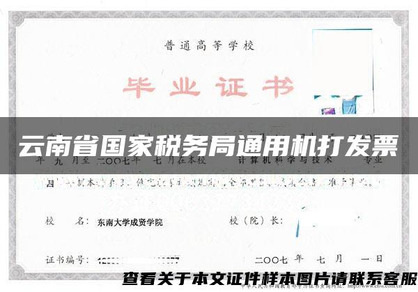 云南省国家税务局通用机打发票