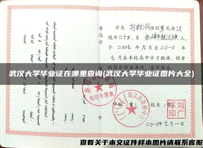 武汉大学毕业证在哪里查询(武汉大学毕业证图片大全)