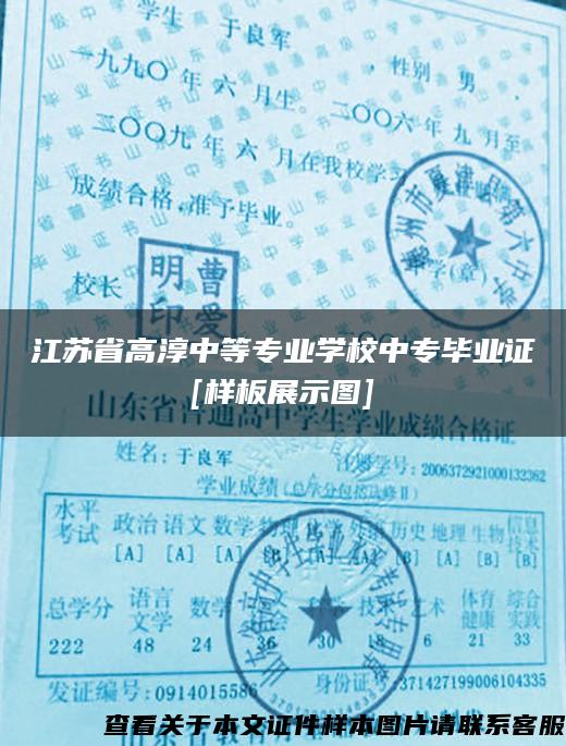 江苏省高淳中等专业学校中专毕业证[样板展示图]