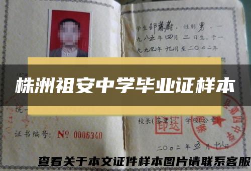 株洲祖安中学毕业证样本