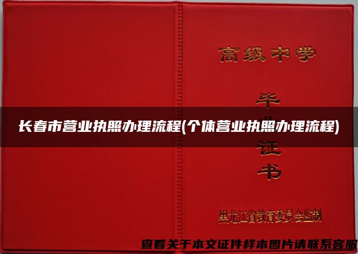 长春市营业执照办理流程(个体营业执照办理流程)