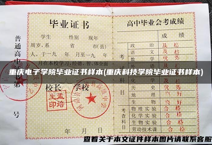 重庆电子学院毕业证书样本(重庆科技学院毕业证书样本)