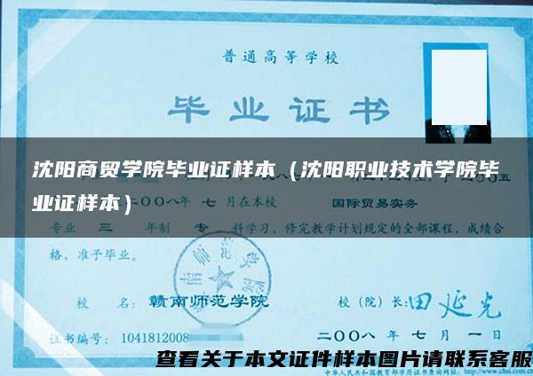 沈阳商贸学院毕业证样本(沈阳职业技术学院毕业证样本) 沈阳商贸学院毕业证样本(沈阳职业技术学院毕业证样本)