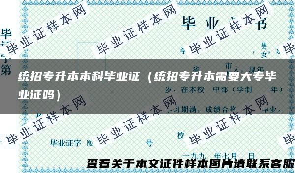 统招专升本本科毕业证（统招专升本需要大专毕业证吗）