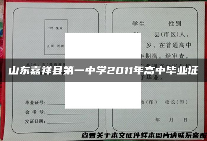 山东嘉祥县第一中学2011年高中毕业证