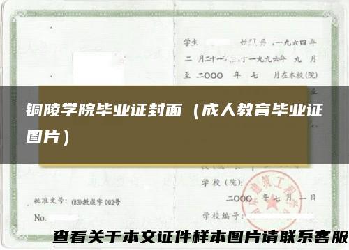 铜陵学院毕业证封面（成人教育毕业证图片）