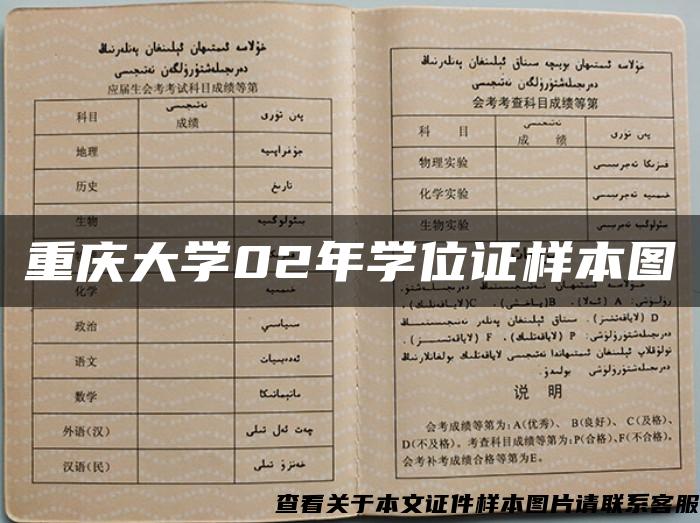 重庆大学02年学位证样本图