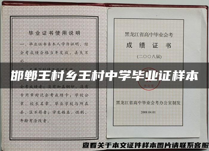 邯郸王村乡王村中学毕业证样本