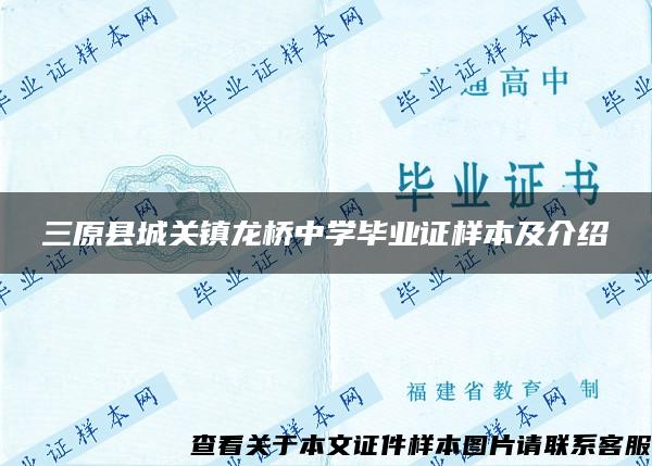 三原县城关镇龙桥中学毕业证样本及介绍