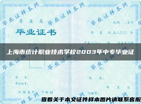 上海市统计职业技术学校2003年中专毕业证