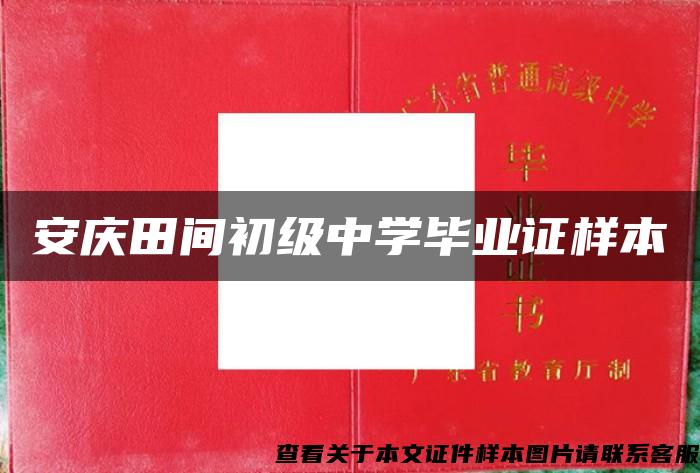 安庆田间初级中学毕业证样本