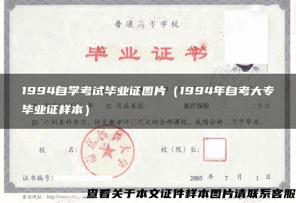 1994自学考试毕业证图片（1994年自考大专毕业证样本）