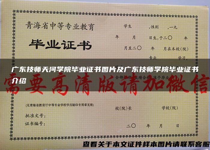 广东技师天河学院毕业证书图片及广东技师学院毕业证书介绍